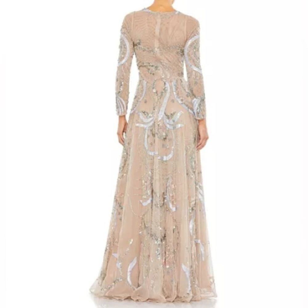 MAC DUGGAL 5217 Long Sleeve Scroll Sequin Gown, Size 16, New with Tag MSRP $798 - Picture 4 of 5